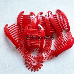 Vintage 80s 90s  Interlocking Banana Hair Comb Pony tail Holder Set of 6